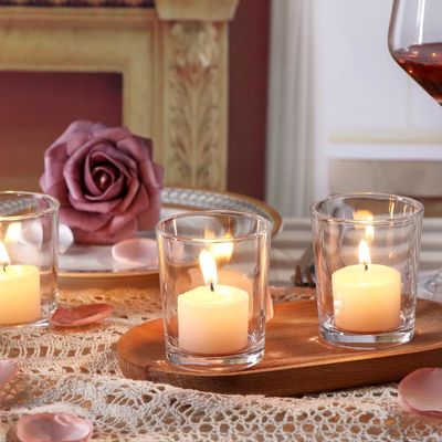 Transparent Round Votive Glass Candle Holders 145ML Volume Sturdy Base