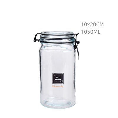 1L Empty Seasoning Containers  Transparent Kitchen Glass Jars With Black Lid