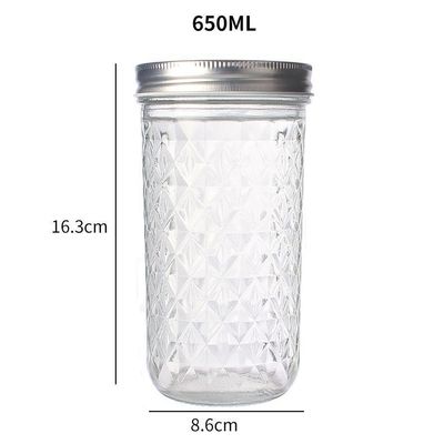 650ml Glass Kitchen Canisters Clear Glass Jars for Coffee Bean Cookies Spices Dry Food