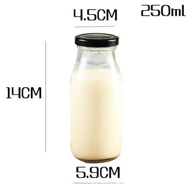 200ml Eco Friendly Leak Proof Glass Milk Bottles Clear Reusable Dishwasher Safe