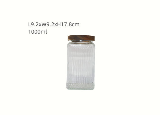 1000ml Transparent Ribbed Glass Jars with Custom Logo Design Sample Available Carton Packing