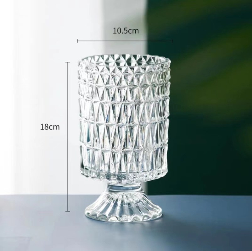 Embossed Big Base Vase Crystal Glass Vase Hydroponic Green Plant Vase Dining Table Centerpieces Home Decor Office Party