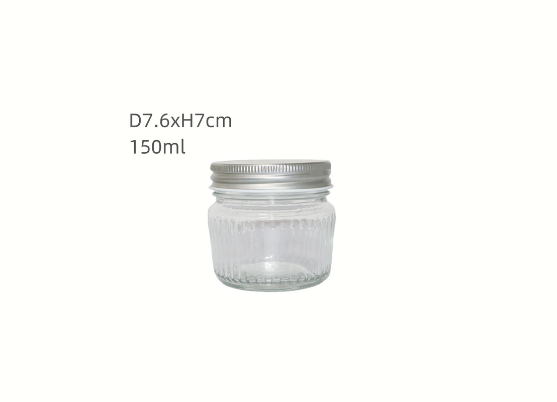 150ml Food Storage Ribbed Glass Jars With Clip Lid Glass Jars Transparent