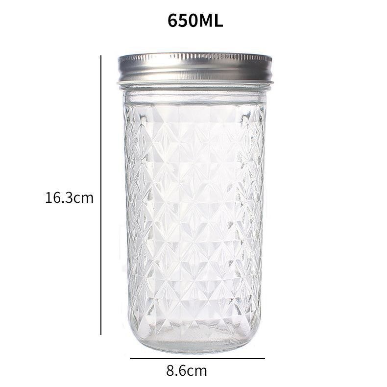 650ml Glass Kitchen Canisters Clear Glass Jars for Coffee Bean Cookies Spices Dry Food