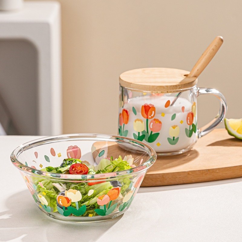 350ml Safe and Durable Glass Drinking Cup with Handle Clear Glass Lead Free Brewery