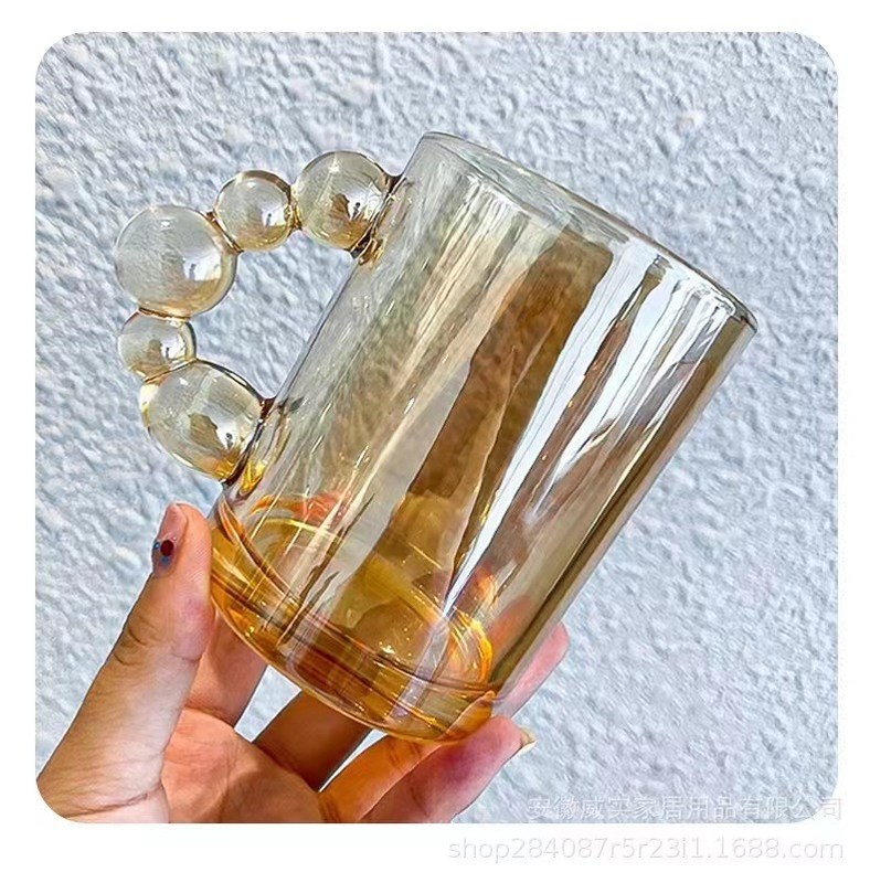 350ml Designed Glass Cup With Handle Reusable