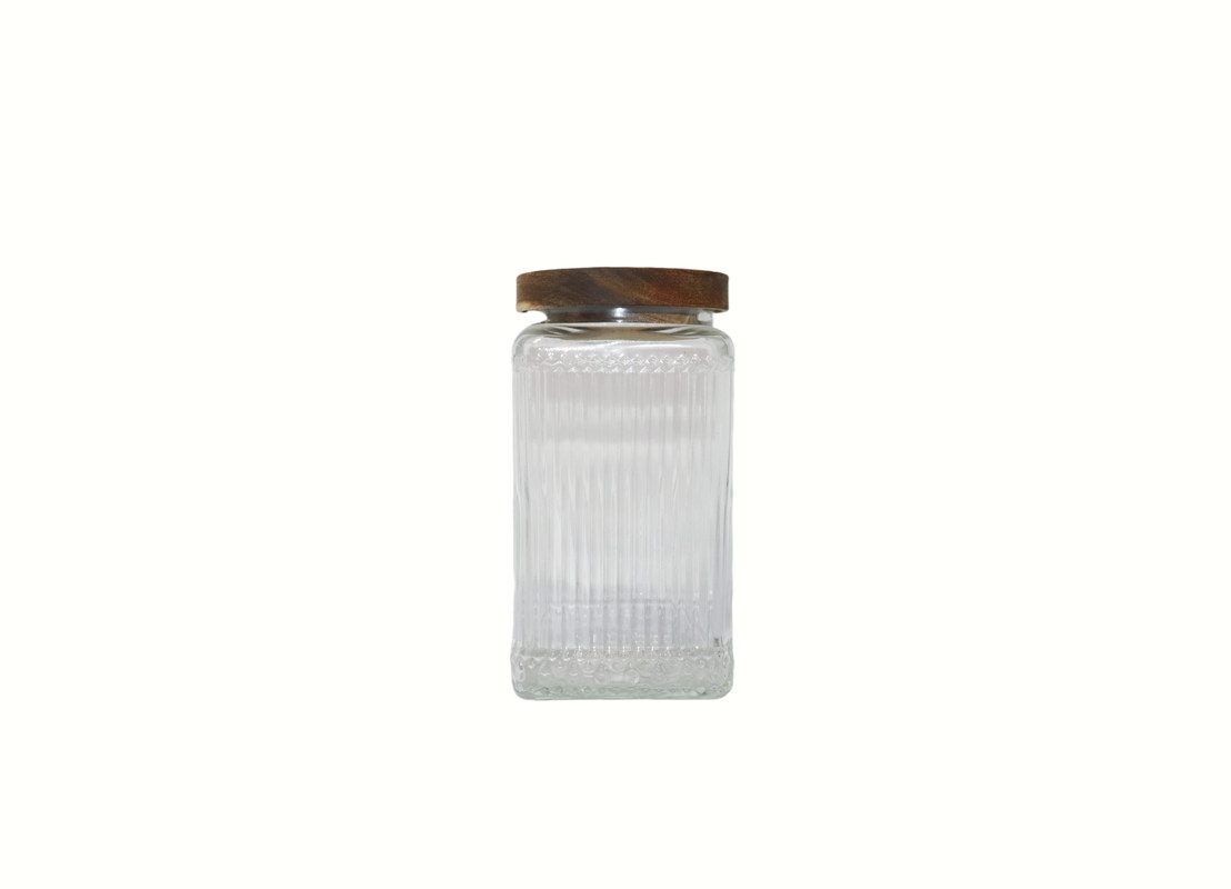 1000ml Transparent Ribbed Glass Jars with Custom Logo Design Sample Available Carton Packing
