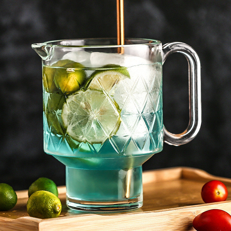 600 ML Clear Embossed Designed Glass Cups Bourbon Glasses Non Toxic Stylish Design