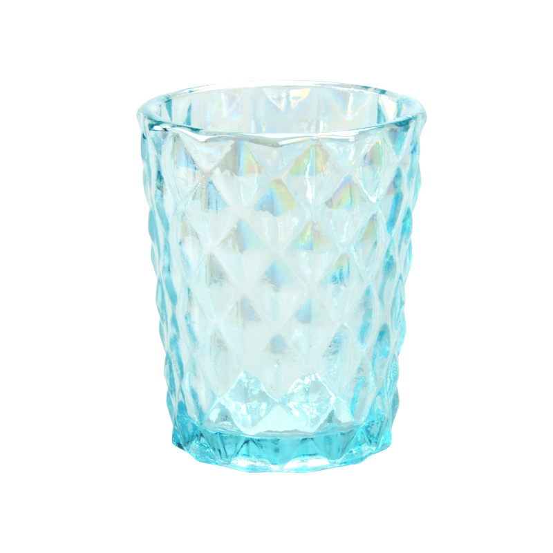 185ML Amber Votive Candle Holders Diamond Glass Tea Light Holders