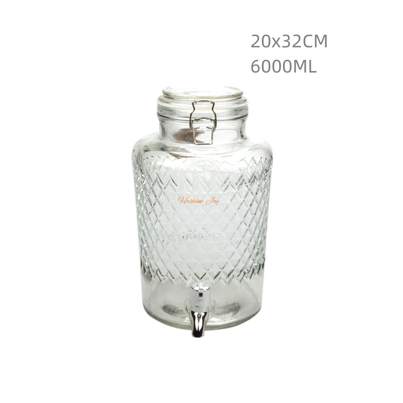 Large Glass Cold Beverage Dispenser Airtight Lid 6L Drink Dispenser
