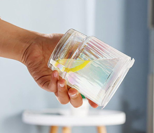 400ml Ribbed Glass Tumbler Water Cup for Daily Use