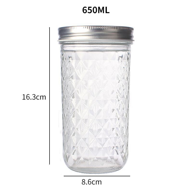 650ml Glass Kitchen Canisters Clear Glass Jars for Coffee Bean Cookies Spices Dry Food