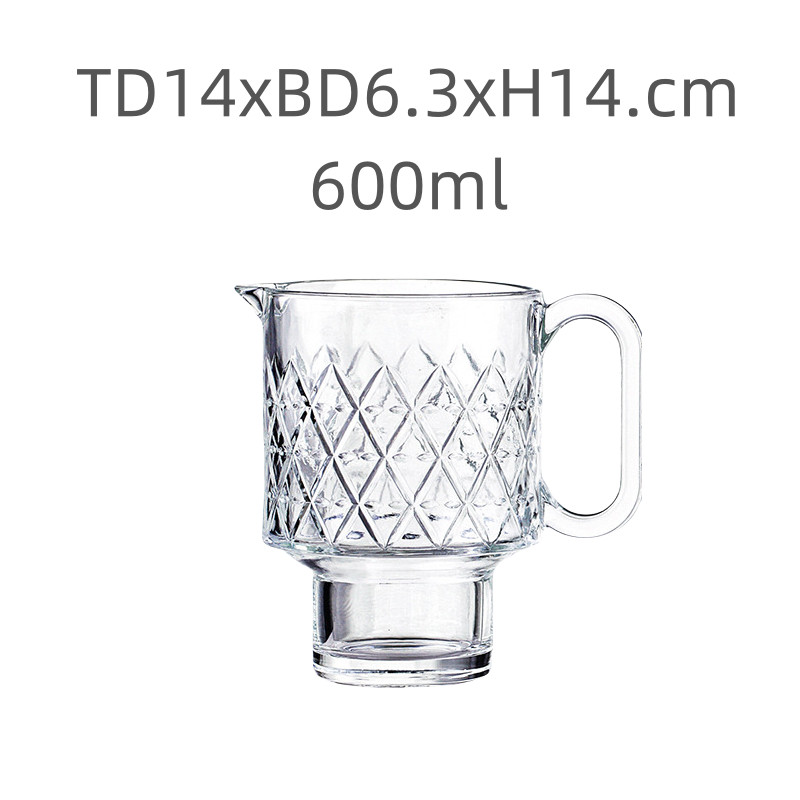 600 ML Clear Embossed Designed Glass Cups Bourbon Glasses Non Toxic Stylish Design